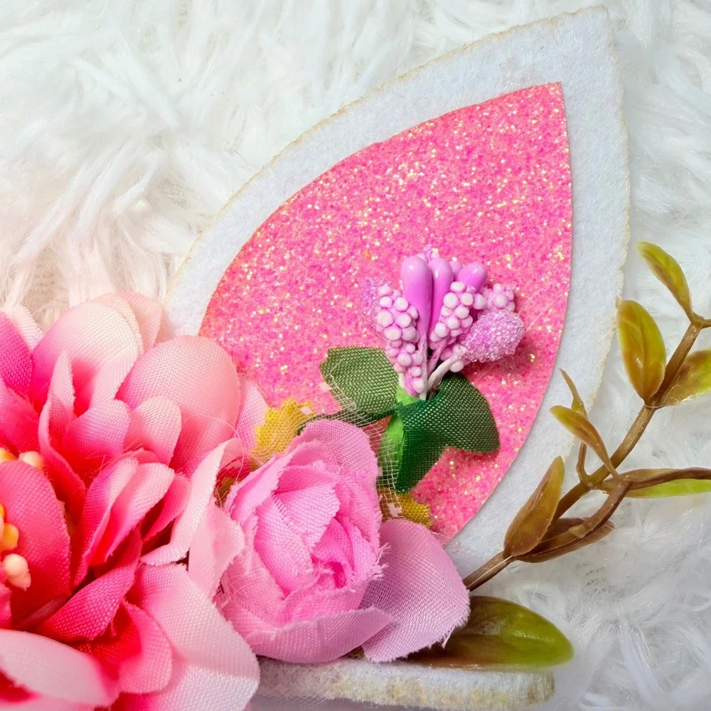 2 Floral Bunny Cat Ear Headbands Halloween Costume Dress Up Fairycore